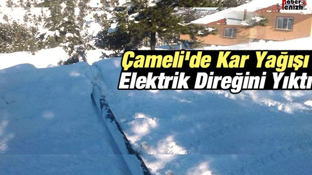 Çameli'de Kar Yağışı Elektrik Direğini Yıktı