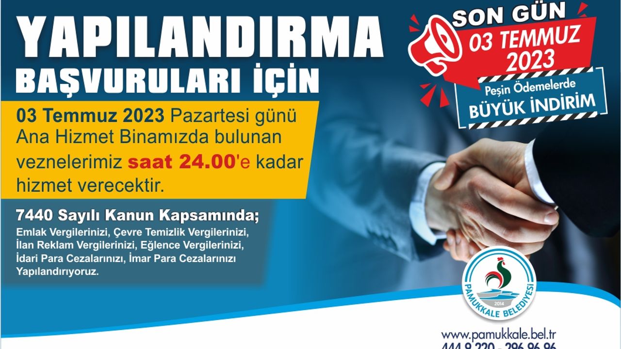 Pamukkale Belediyesi Vezneleri Gece 24’e Kadar Hizmet Verecek