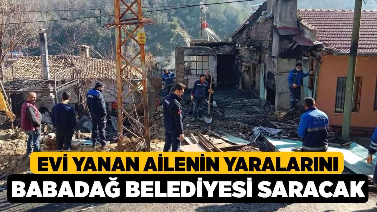 Evi yanan ailenin yaralarını Babadağ Belediyesi saracak