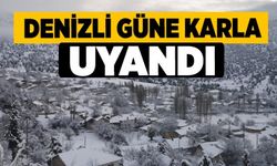 Denizli Güne Karla Uyandı