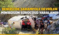 Denizli’de şarampole devrilen minibüsün sürücüsü yaralandı