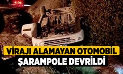 Virajı alamayan otomobil şarampole devrildi