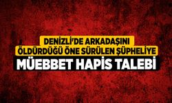 Denizli'de arkadaşını öldürdüğü öne sürülen şüpheliye müebbet hapis talebi