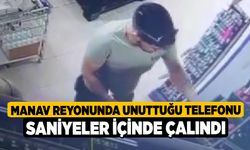 Manav reyonunda unuttuğu telefonu saniyeler içinde çalındı