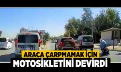 Araca Çarpmamak İçin Motosikletini Devirdi