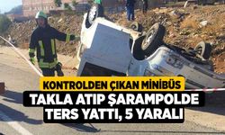 Kontrolden çıkan minibüs takla atıp şarampolde ters yattı: 5 yaralı