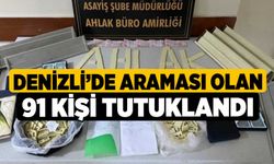 Denizli’de araması olan 91 kişi tutuklandı