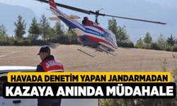 Havada denetim yapan jandarmadan kazaya anında müdahale