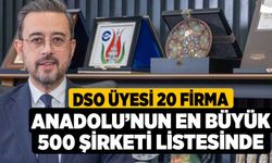 DSO Üyesi 20 Firma Anadolu’nun En Büyük 500 Şirketi Listesinde