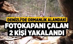 Denizli'de ormanlık alandaki fotokapanı çalan 2 kişi yakalandı