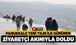 Pamukkale yeni yılın ilk gününde ziyaretçi akınıyla doldu