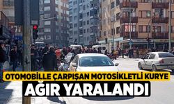 Otomobille çarpışan motosikletli kurye ağır yaralandı