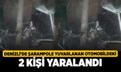 Denizli'de Şarampole yuvarlanan otomobildeki 2 kişi yaralandı