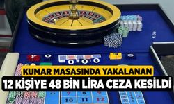 Kumar masasında yakalanan 12 kişiye 48 bin lira ceza kesildi