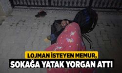 Lojman isteyen memur, sokağa yatak yorgan attı