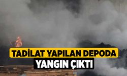 Tadilat yapılan depoda yangın çıktı