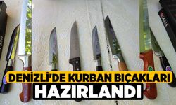 Denizli'de Kurban bıçakları hazırlandı