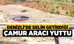 Denizli'de Selin getirdiği çamur aracı yuttu