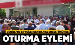 Denizli'de Çiftçilerden Banka şubesi önünde Oturma Eylemi