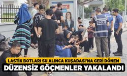 Lastik botları su alınca Kuşadası'na geri dönen düzensiz göçmenler yakalandı