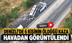 Denizli'de 6 kişinin öldüğü kaza havadan görüntülendi