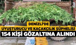 Denizli’de uyuşturucu ve kaçakçılık şüphelisi 154 kişi gözaltına alındı