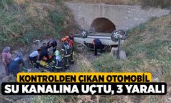 Kontrolden çıkan otomobil su kanalına uçtu, 3 yaralı