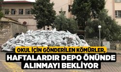 Okul için gönderilen kömürler, haftalardır depo önünde alınmayı bekliyor