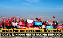 Denizli'de 100 ortaokul öğrencisi 100.yıl için 1000 metre rakıma tırmandı