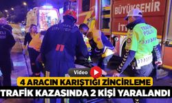 Denizli'de 4 aracın karıştığı zincirleme trafik kazasında 2 kişi yaralandı