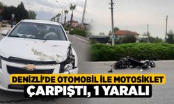 Denizli'de Otomobil ile motosiklet çarpıştı: 1 yaralı