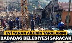Evi yanan ailenin yaralarını Babadağ Belediyesi saracak