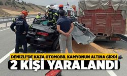 Denizli'de Kaza, Otomobil Kamyonun Altına Girdi 2 Yaralı