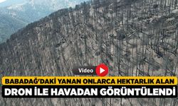 Babadağ'daki Yanan Onlarca Hektarlık Alan Dron ile Havadan Görüntülendi