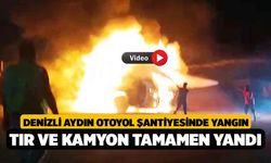 Denizli Aydın Otoyol İnşaatında Tır ve Kamyon Tamamen Yandı