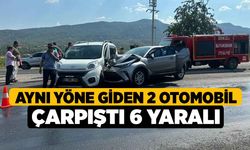 Aynı yöne giden 2 otomobil çarpıştı 6 yaralı