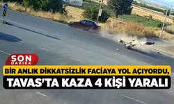 Bir Anlık Dikkatsizlik Faciaya Yol Açıyordu, Tavas'ta Kaza 4 Kişi Yaralı