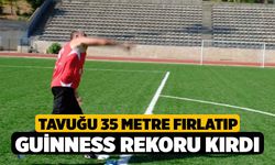 Tavuğu 35 metre fırlatıp Guinness rekoru kırdı