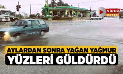 Denizli'de Aylardan sonra yağan yağmur yüzleri güldürdü