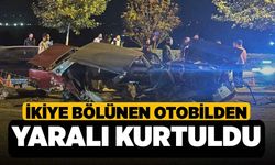 İkiye Bölünen Otobilden Yaralı Kurtuldu