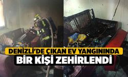 Denizli'de çıkan ev yangınında bir kişi zehirlendi