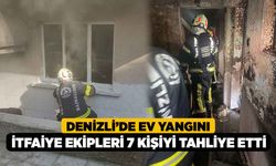 Denizli’de Ev Yangını İtfaiye Ekipleri 7 kişiyi Tahliye Etti