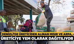 Denizli'de Üreticiden Alınan Mısır ve Arpa, Üreticiye Yem Olarak Dağıtılıyor