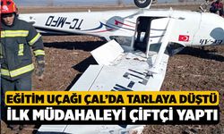 Çal'da Tarlaya Eğitim Uçağı Düştü, Yardımına Çiftçi Yetişti