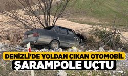 Denizli'de Yoldan Çıkan Otomobil Şarampole Uçtu