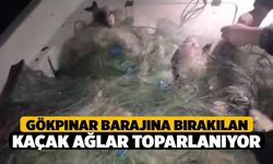 Gökpınar Barajına bırakılan kaçak ağlar toparlanıyor