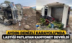 Lastiği Patlayan Kamyonet Devrildi