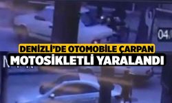 Denizli’de otomobile çarpan motosikletli yaralandı