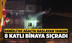 Denizli'de Ağaçta Başlayan Yangın 8 Katlı Binaya Sıçradı