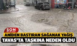 Aniden bastıran sağanak yağış Tavas’ta taşkına neden oldu